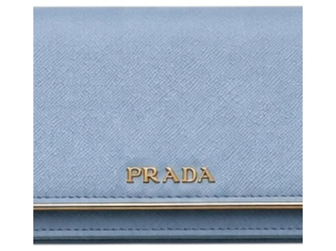 Cartera Prada de piel Saffiano azul con cadena dorada - vista 17
