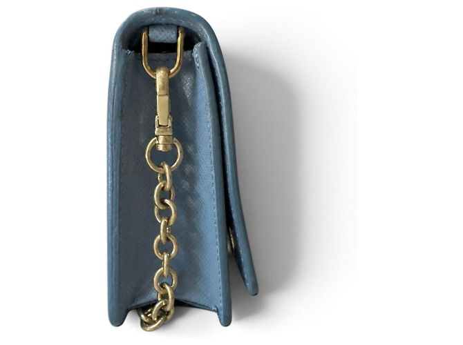 Cartera Prada de piel Saffiano azul con cadena dorada - vista 5