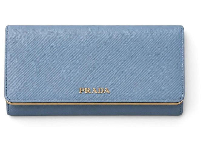 Cartera Prada de piel Saffiano azul con cadena dorada - vista 6