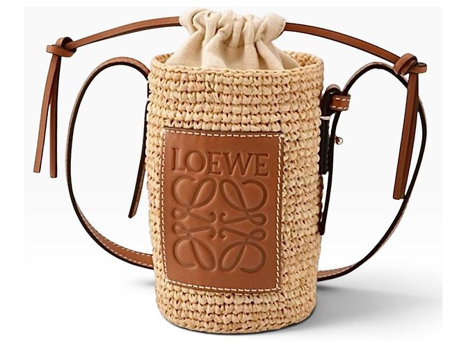 Borsa Loewe Cesta in paglia e pelle Marrone Beige - vista 12
