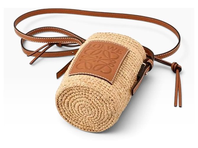 Borsa Loewe Cesta in paglia e pelle Marrone Beige - vista 14