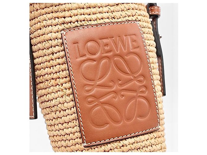 Borsa Loewe Cesta in paglia e pelle Marrone Beige - vista 16