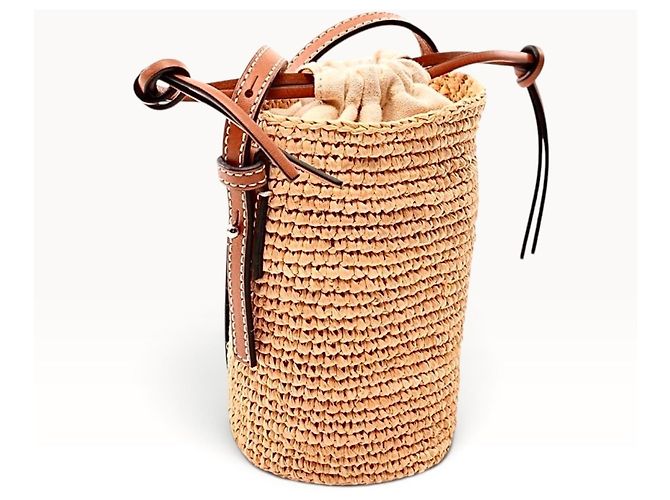 Borsa Loewe Cesta in paglia e pelle Marrone Beige - vista 17