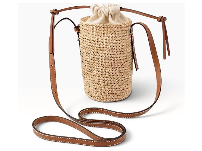 Borsa Loewe Cesta in paglia e pelle Marrone Beige - vista 19
