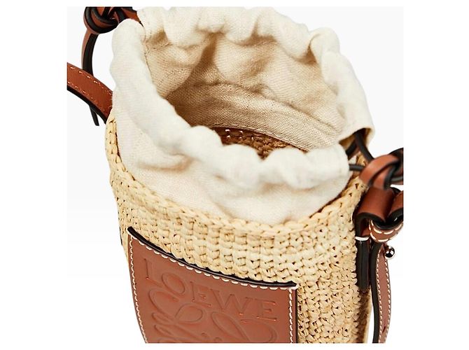 Borsa Loewe Cesta in paglia e pelle Marrone Beige - vista 20