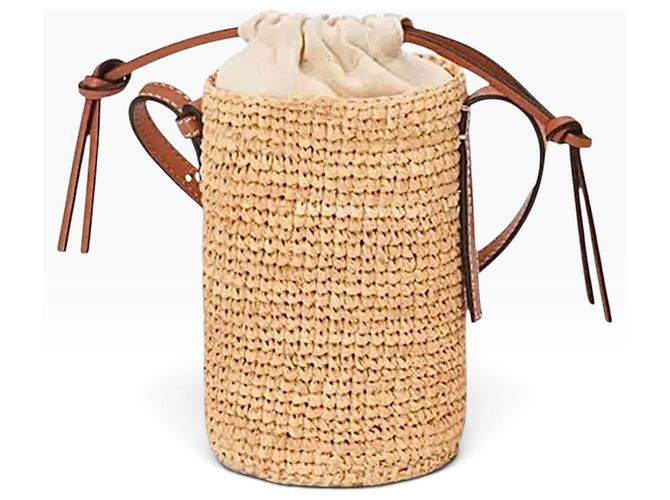 Borsa Loewe Cesta in paglia e pelle Marrone Beige - vista 3