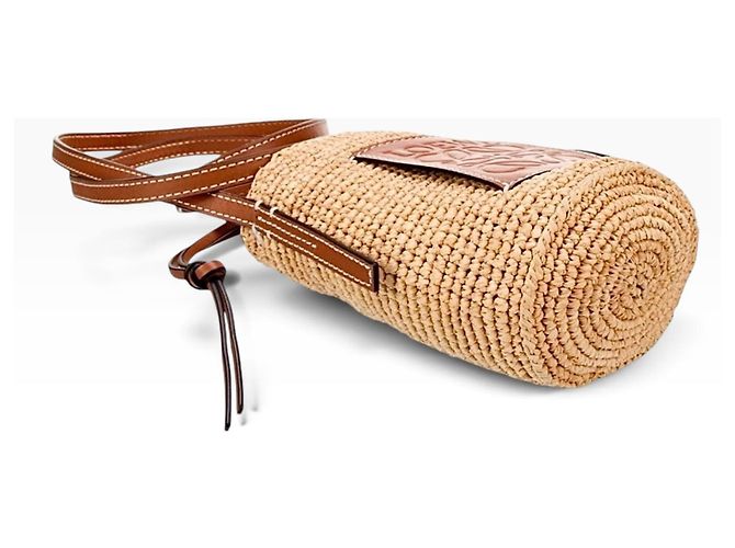 Borsa Loewe Cesta in paglia e pelle Marrone Beige - vista 5