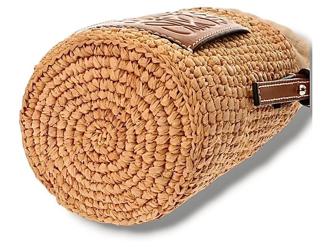 Borsa Loewe Cesta in paglia e pelle Marrone Beige - vista 8