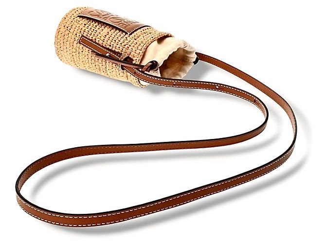 Borsa Loewe Cesta in paglia e pelle Marrone Beige - vista 9