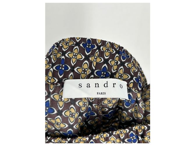 Sandro Printed Pants Brown Polyester - vista 3