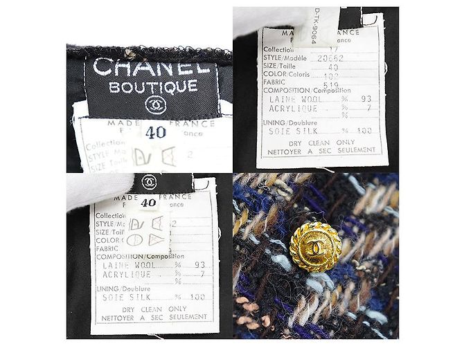 Falda Chanel de tweed de lana pied-de-poule Multicolor - vista 11