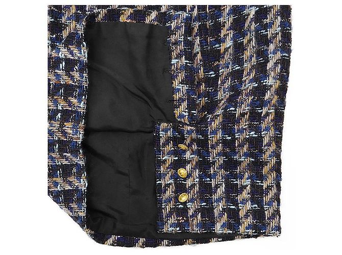 Falda Chanel de tweed de lana pied-de-poule Multicolor - vista 12