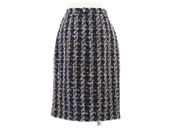 Falda Chanel de tweed de lana pied-de-poule Multicolor - vista 2