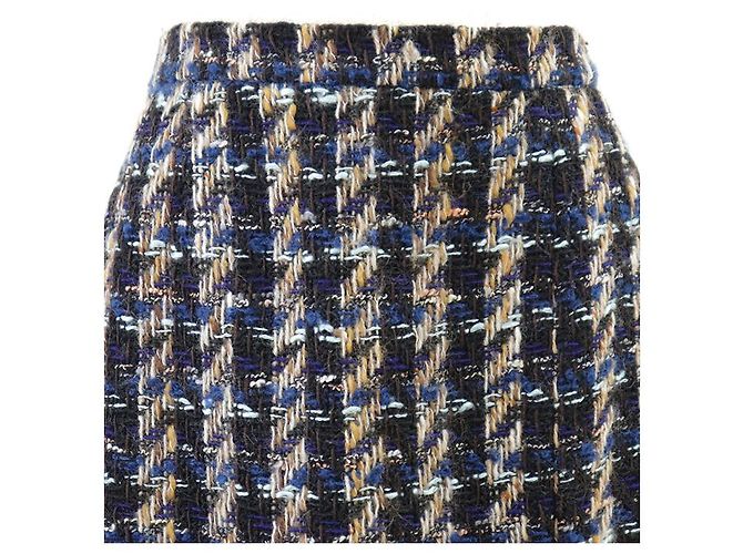 Falda Chanel de tweed de lana pied-de-poule Multicolor - vista 3