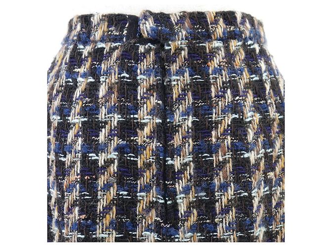 Falda Chanel de tweed de lana pied-de-poule Multicolor - vista 6