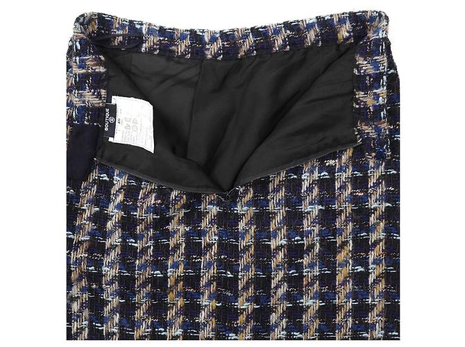 Falda Chanel de tweed de lana pied-de-poule Multicolor - vista 7