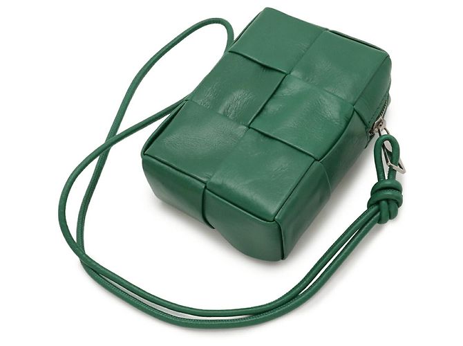 Pouch in pelle Maxi Intrecciato Bottega Veneta Verde - vista 2
