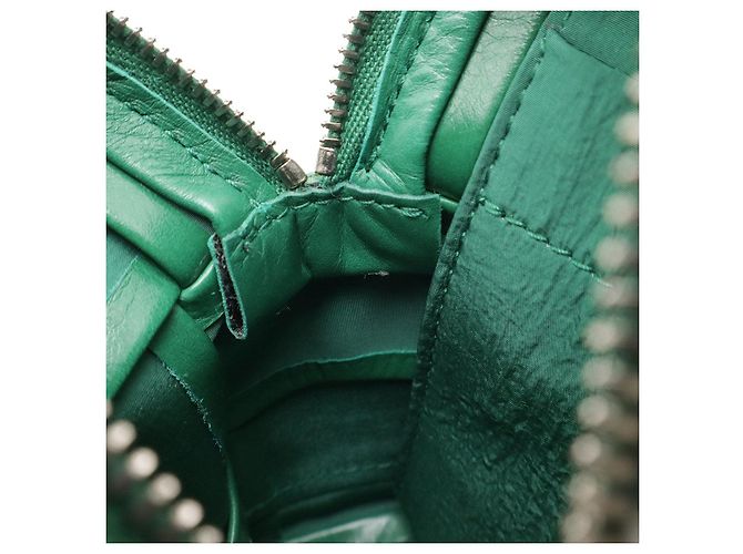 Pouch in pelle Maxi Intrecciato Bottega Veneta Verde - vista 7