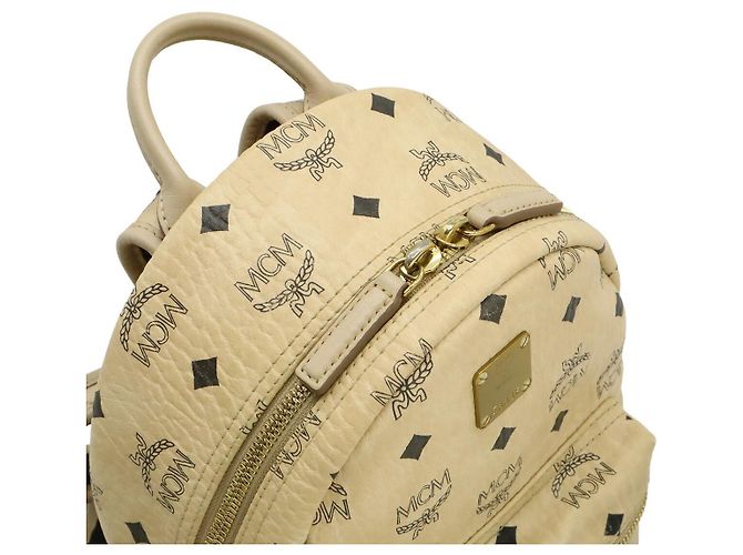 MCM Visetos Coated Canvas Backpack Beige - view 6