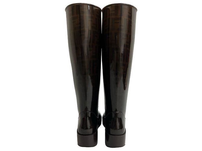 Fendi Zucca Gummistiefel lang Braun Schwarz - Ansicht 4