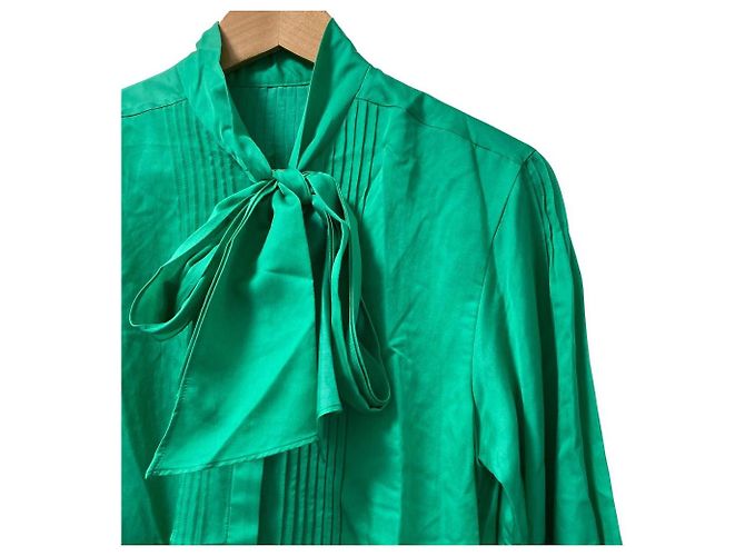 Autre Marque Blusa de satén de algodón y seda Ballsey Verde - vista 2