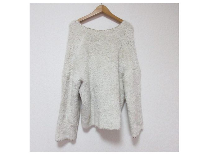 Autre Marque Sov. DOUBLE STANDARD CLOTHING Pull en maille col en V Écru - vue 2