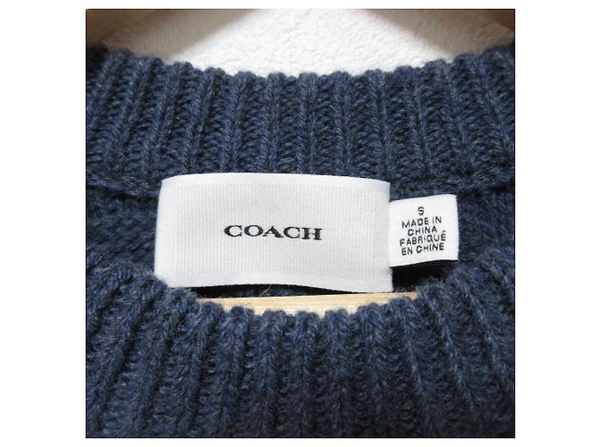 Maglione in lana Signature Coach Blu Blu navy - vista 6