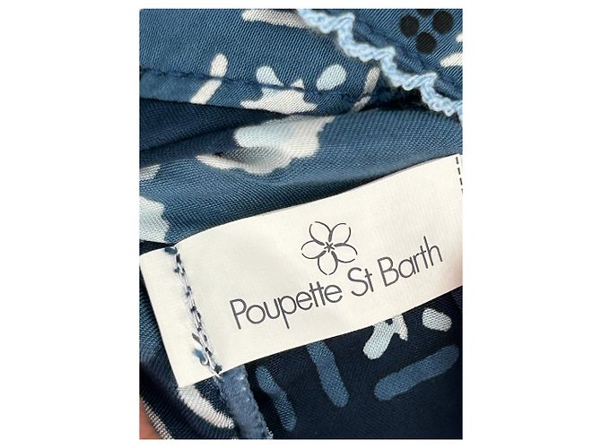 Autre Marque Tuta corta in seta blu POUPETTE SAINT BARTH - vista 3