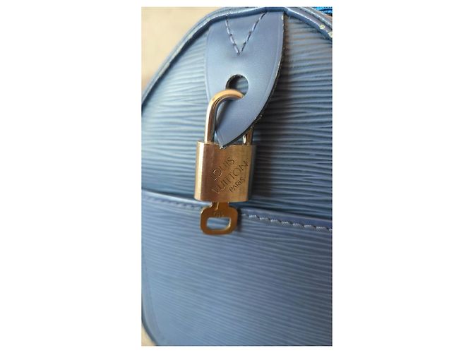 Louis Vuitton Borsa Speedy 25 in pelle Epi blu - vista 10