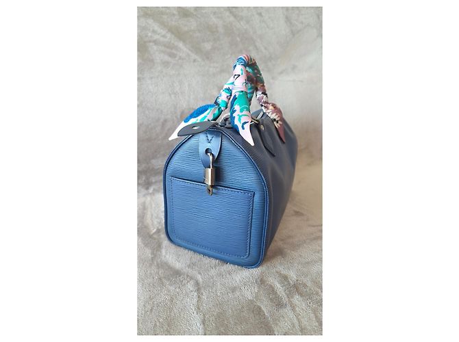 Louis Vuitton Borsa Speedy 25 in pelle Epi blu - vista 2