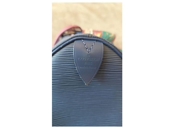 Louis Vuitton Borsa Speedy 25 in pelle Epi blu - vista 8