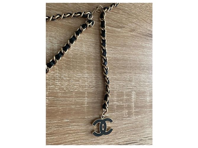 Chanel chain belt with CC logo Black Golden - view 2