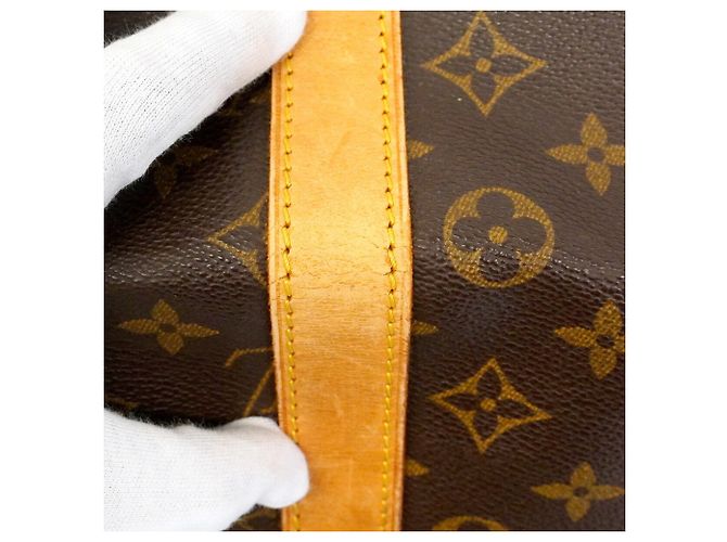 Borsa Louis Vuitton Boston Monogram Keepall 55 Marrone - vista 10