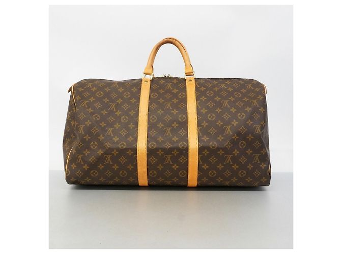 Borsa Louis Vuitton Boston Monogram Keepall 55 Marrone - vista 14