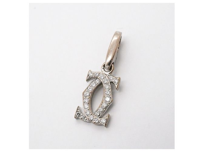 Pendente Cartier 2C in oro bianco 18K con diamante - vista 3