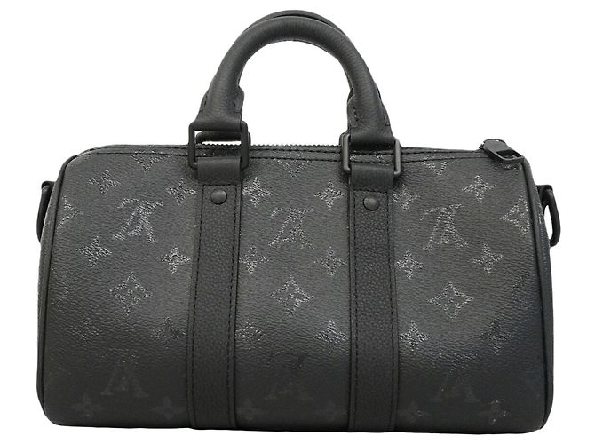 Borsa Louis Vuitton Keepall Bandoulière 25 Monogram Midnight Nero - vista 8