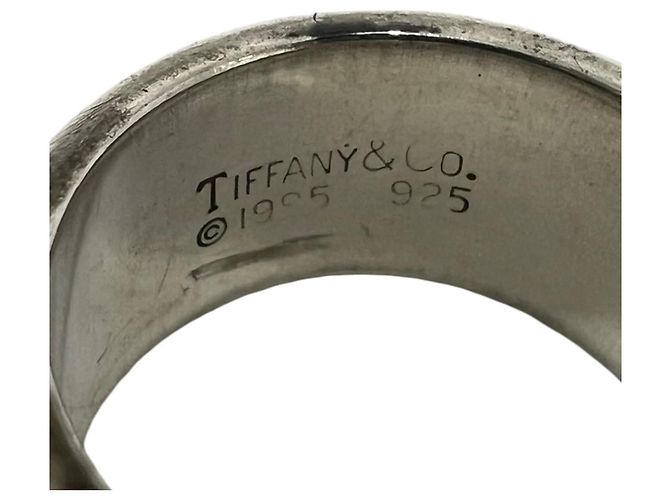 Tiffany & Co Anello Tiffany Vintage Grooved Double Line Band Ring Argento - vista 3