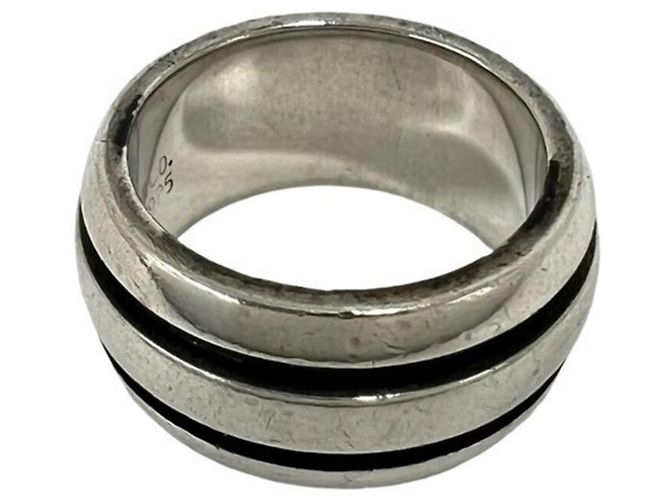 Tiffany & Co Anello Tiffany Vintage Grooved Double Line Band Ring Argento - vista 5