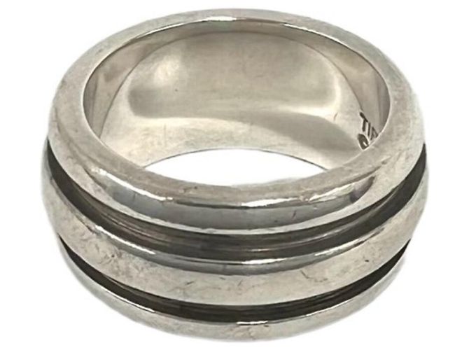 Tiffany & Co Anello Tiffany Vintage Grooved Double Line Band Ring Argento - vista 4