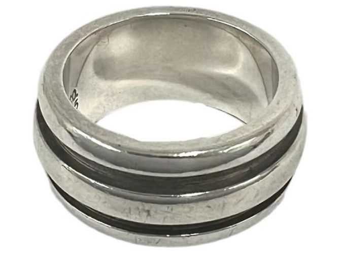 Tiffany & Co Anello Tiffany Vintage Grooved Double Line Band Ring Argento - vista 5