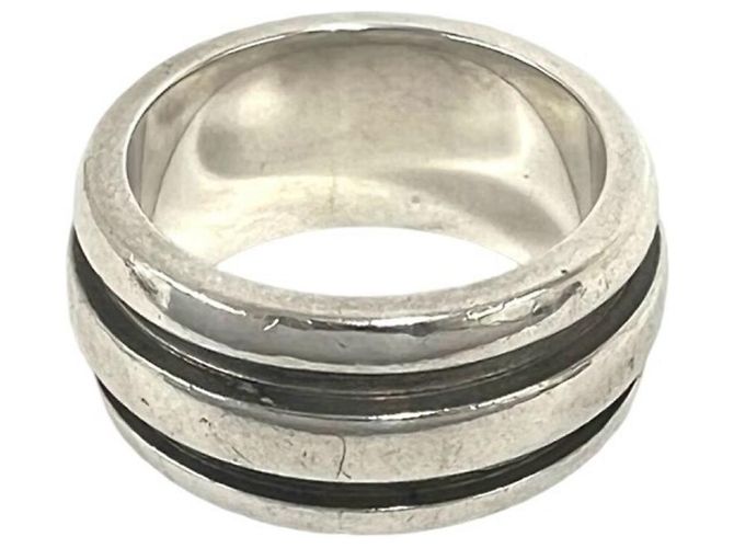 Tiffany & Co Anello Tiffany Vintage Grooved Double Line Band Ring Argento - vista 6