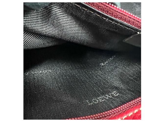 Loewe Senda Logo Geprägte Lederhandtasche Rot - Ansicht 10