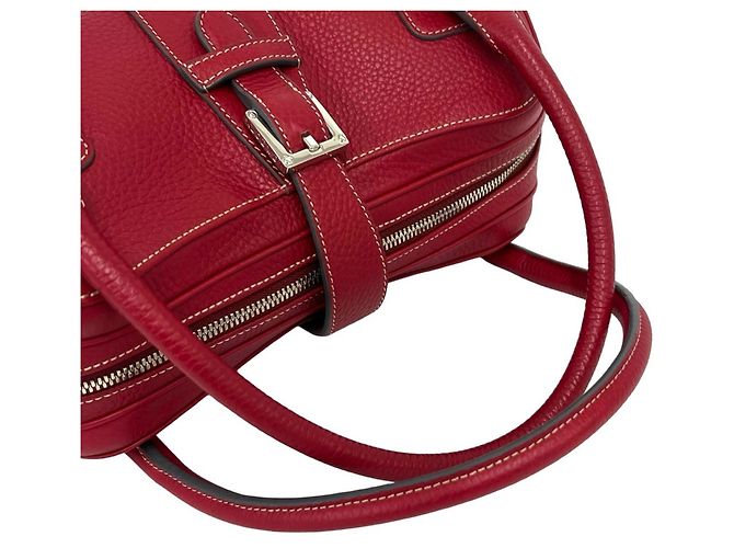 Loewe Senda Logo Geprägte Lederhandtasche Rot - Ansicht 4