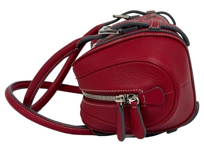 Loewe Senda Logo Geprägte Lederhandtasche Rot - Ansicht 5