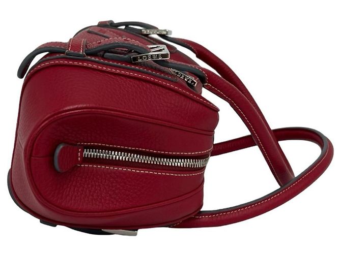 Loewe Senda Logo Geprägte Lederhandtasche Rot - Ansicht 6