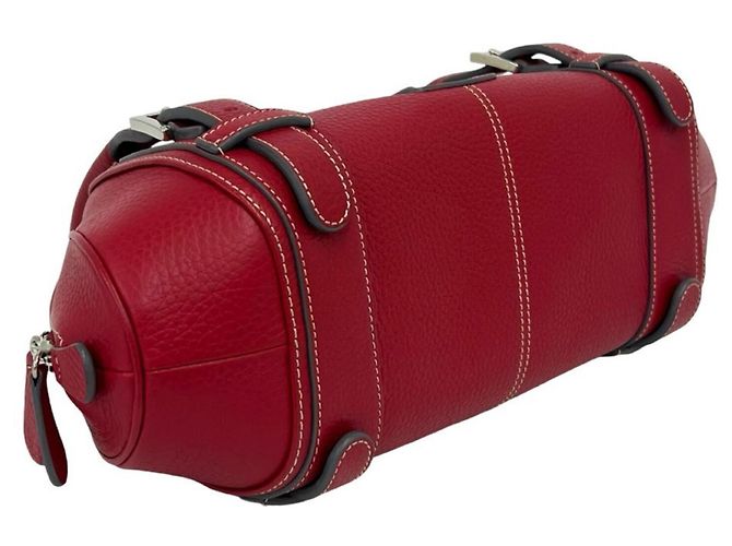 Loewe Senda Logo Geprägte Lederhandtasche Rot - Ansicht 7