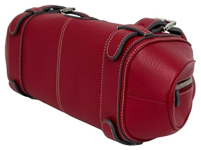 Loewe Senda Logo Geprägte Lederhandtasche Rot - Ansicht 8