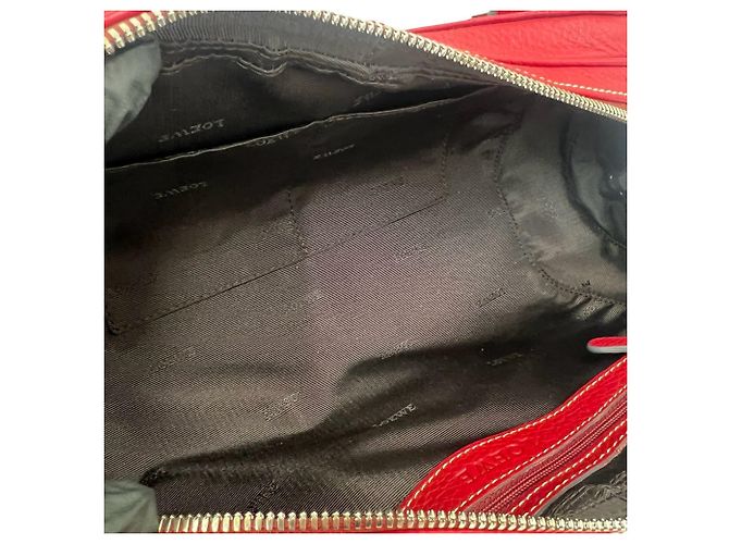 Loewe Senda Logo Geprägte Lederhandtasche Rot - Ansicht 9