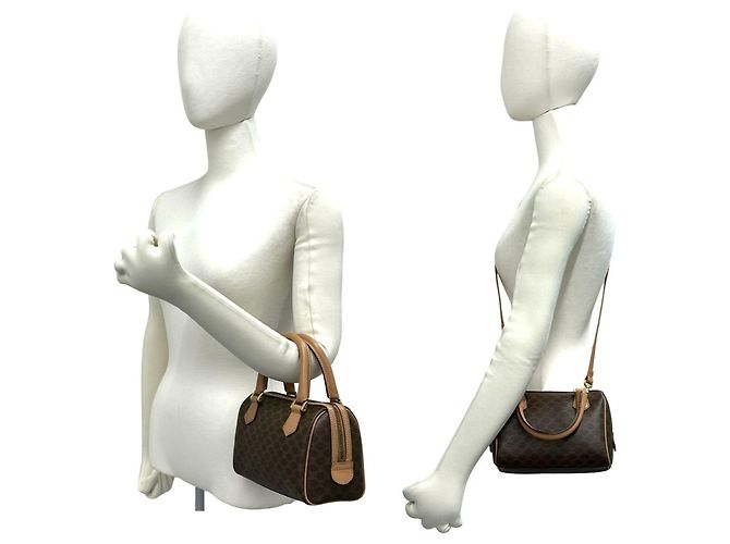 Céline Celine Vintage Macadam Blazon Pattern Triomphe Schultertasche Braun - Ansicht 2