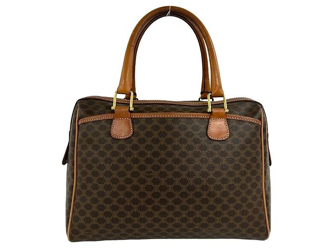 Céline Celine Vintage Macadam Blazon Pattern Triomphe Lederhandtasche Braun - Ansicht 3